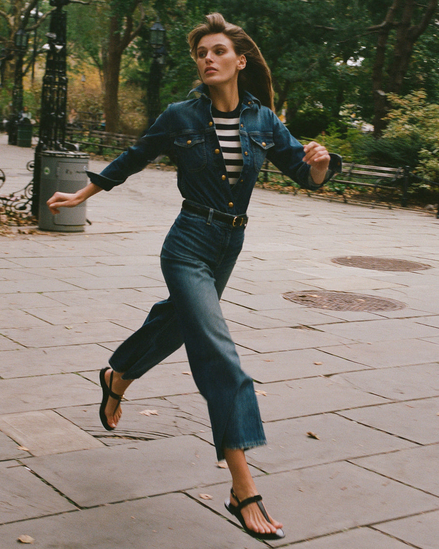 Nili lotan denim jumpsuit top