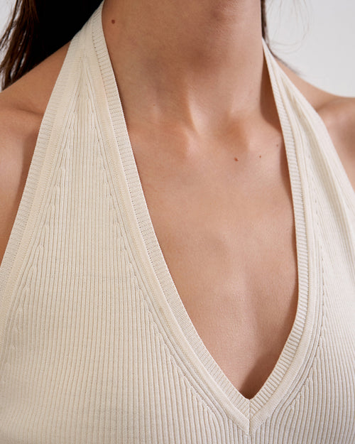 IVEY SILK HALTER IN IVORY