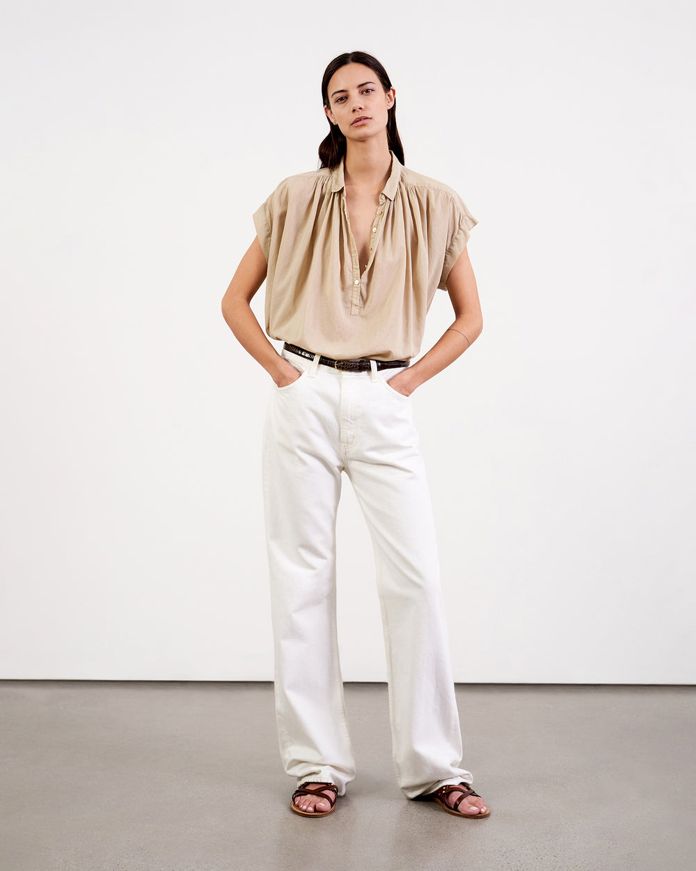 NORMANDY BLOUSE IN SANDSTONE