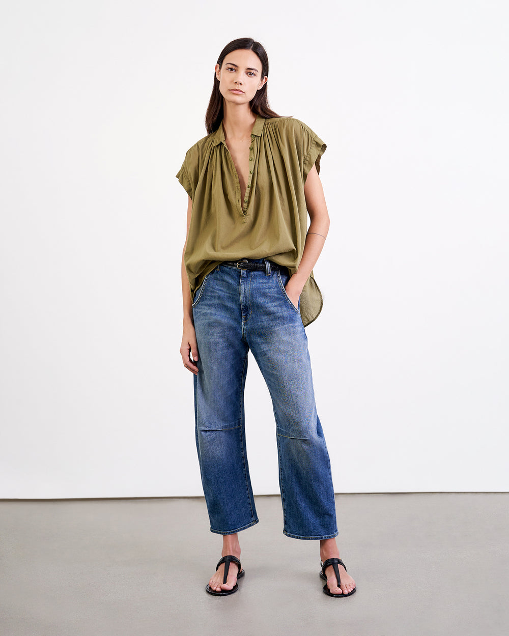 NORMANDY BLOUSE IN OLIVE GREEN