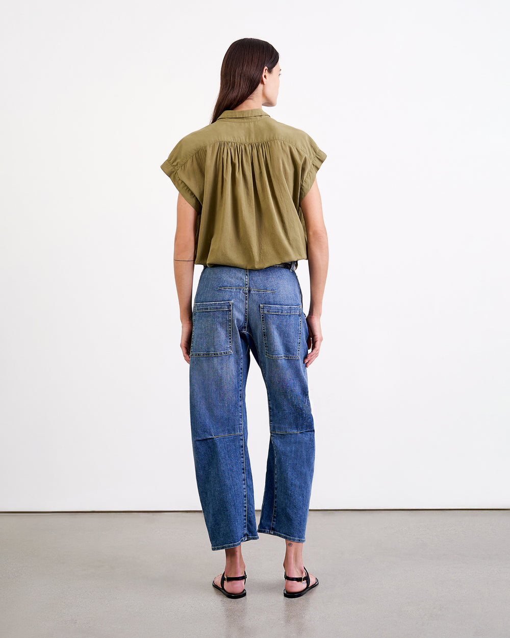 NORMANDY BLOUSE IN OLIVE GREEN
