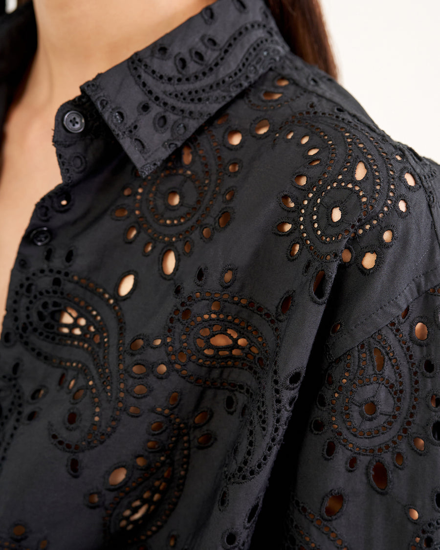 Shop Nili Lotan Mael Embroidered Eyelet Shirt