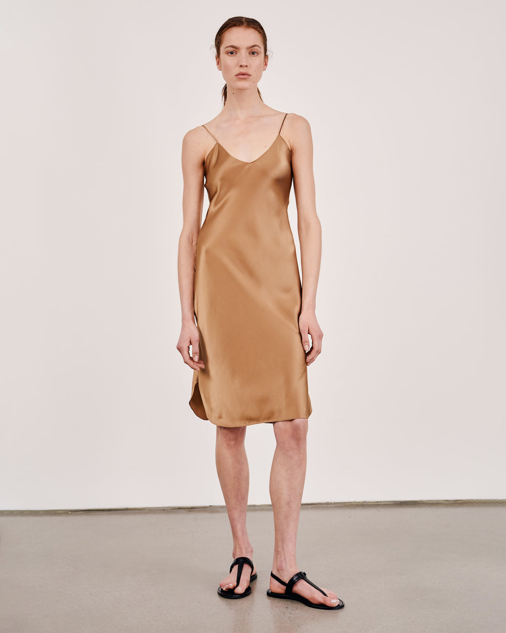 CAMI SILK DRESS IN BRONZE
