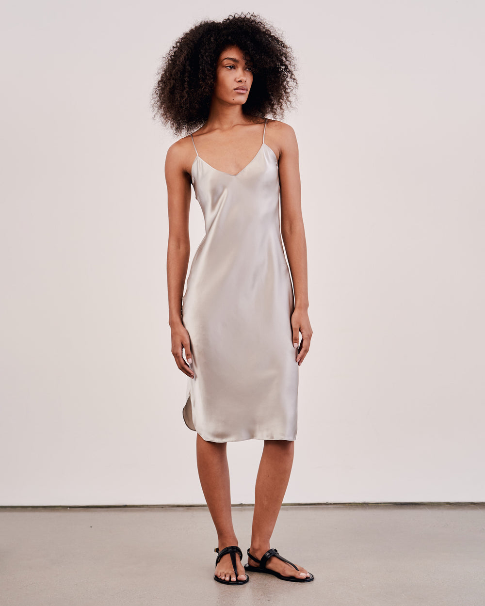 CAMI SILK DRESS IN SILVER