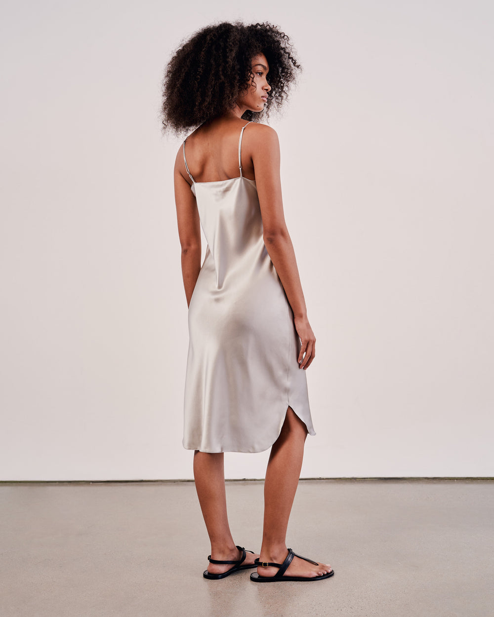 CAMI SILK DRESS IN SILVER