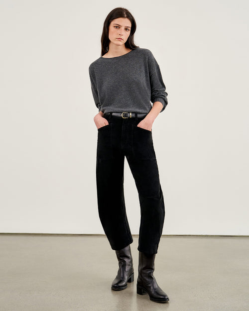 BOYFRIEND CASHMERE SWEATER IN CHARCOAL