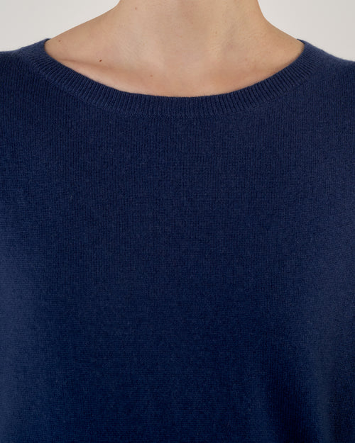 BOYFRIEND CASHMERE SWEATER IN MARINE BLUE