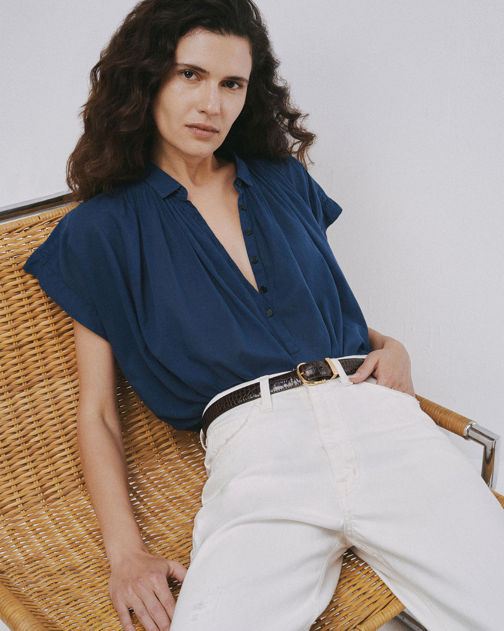 NORMANDY BLOUSE IN MARINE BLUE