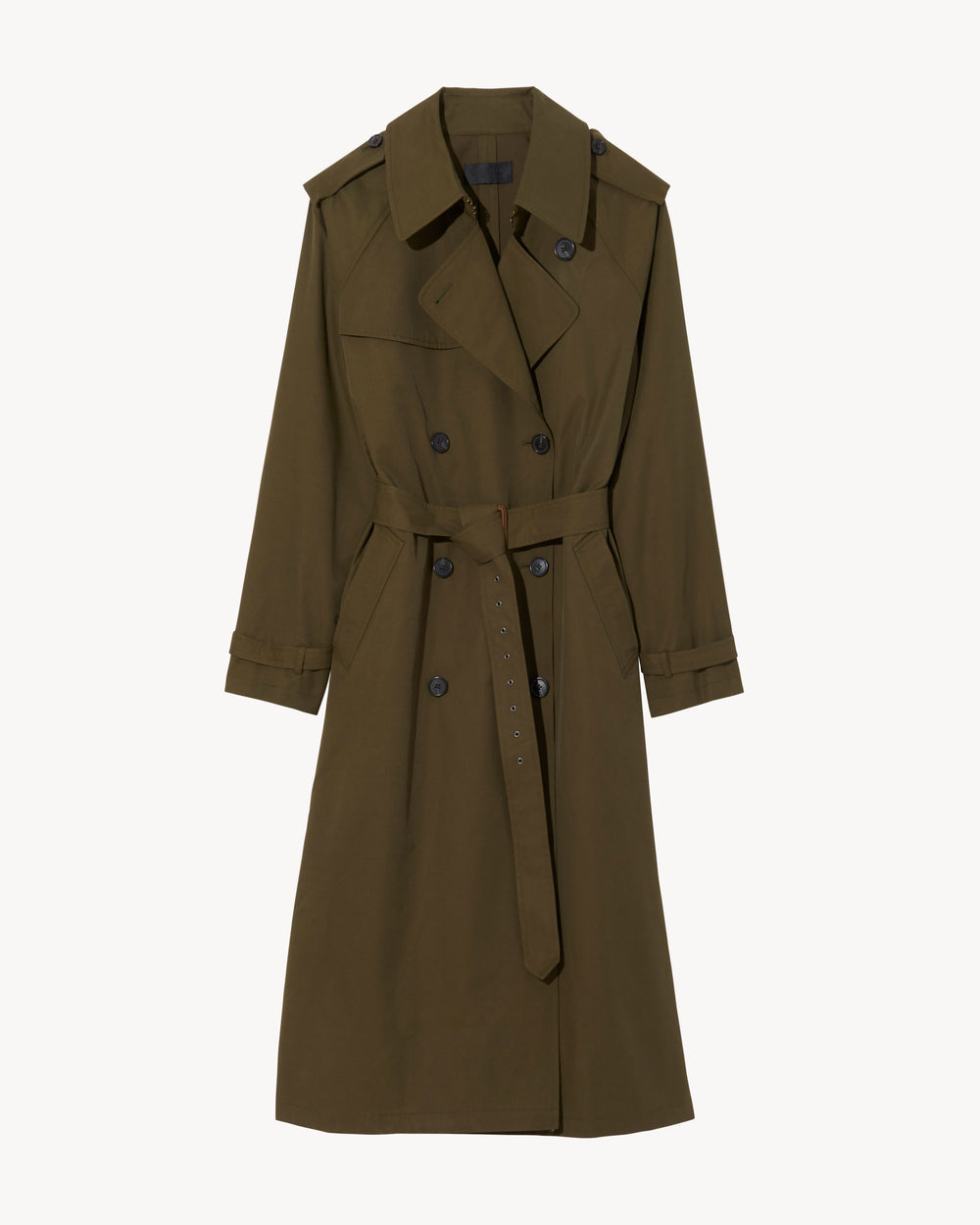 TANNER TRENCH COAT IN OLIVE GREEN