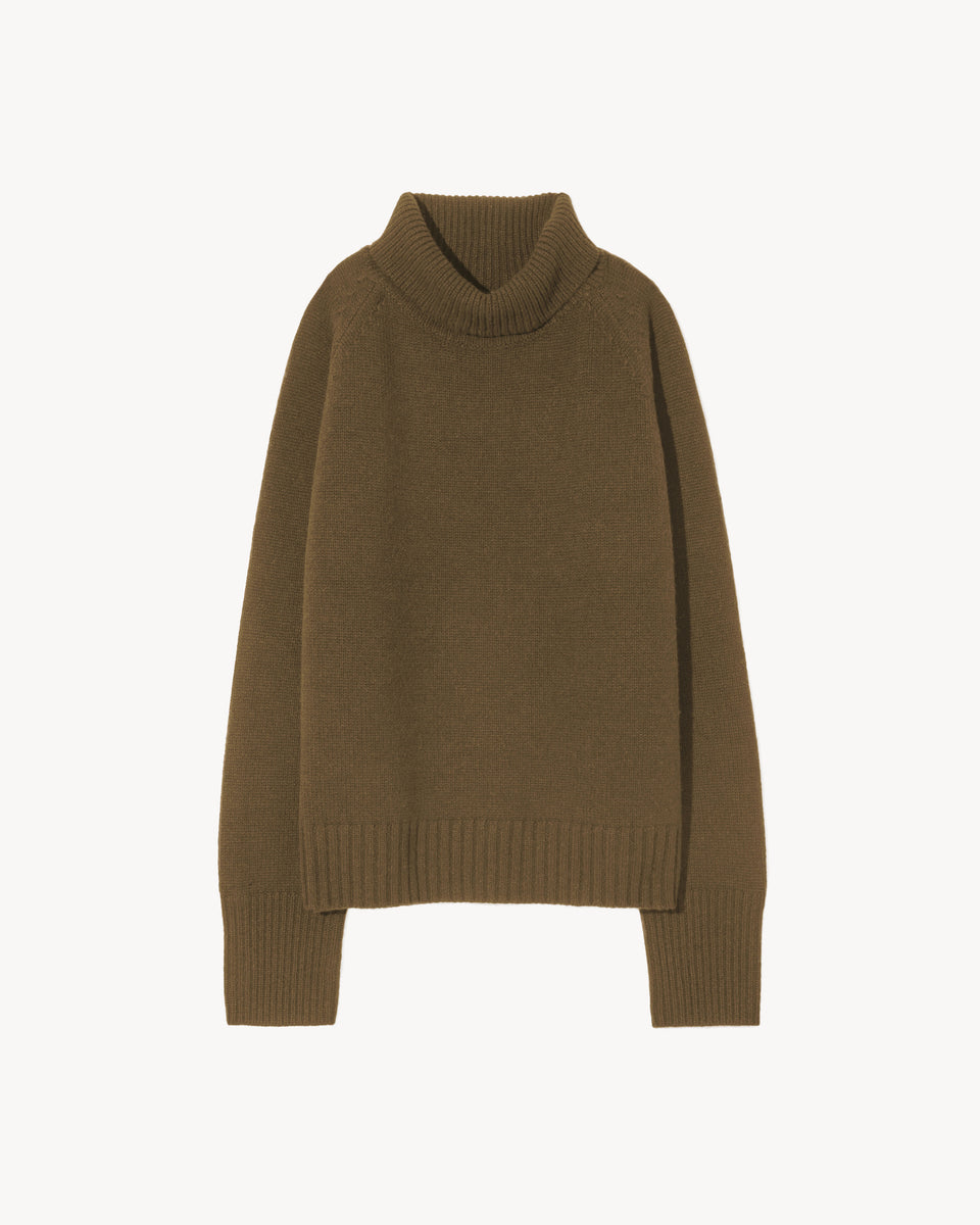 LANIE CASHMERE SWEATER IN OLIVE GREEN