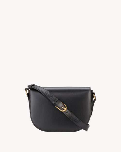 LE ELLIE SADDLE BAG IN BLACK AND GOLD