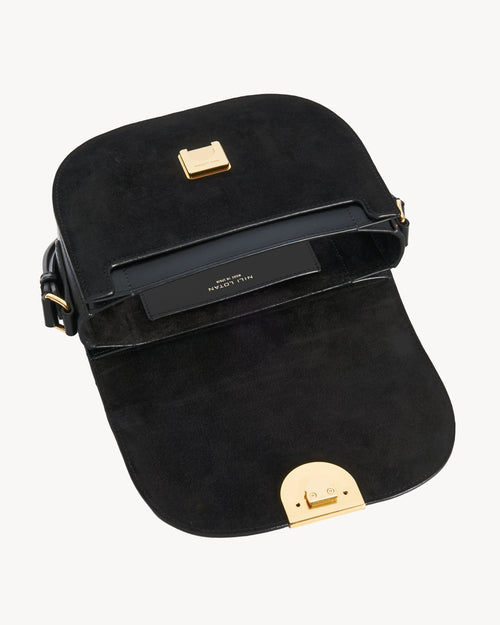 LE ELLIE SADDLE BAG IN BLACK AND GOLD