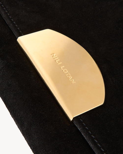 LE AGNES CLUTCH IN BLACK AND GOLD