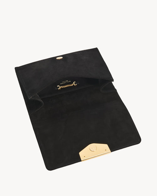 LE AGNES CLUTCH IN BLACK AND GOLD
