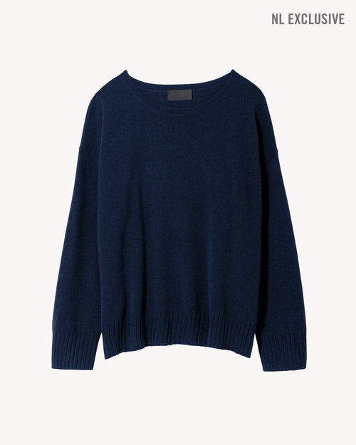 BOYFRIEND CASHMERE SWEATER IN MARINE BLUE