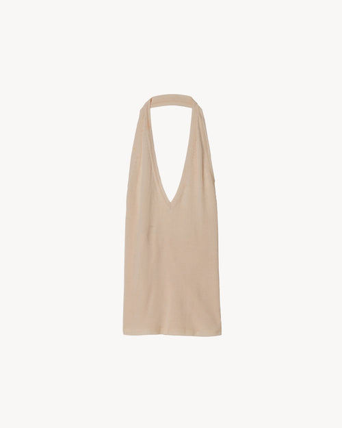 IVEY SILK HALTER IN CAMEL