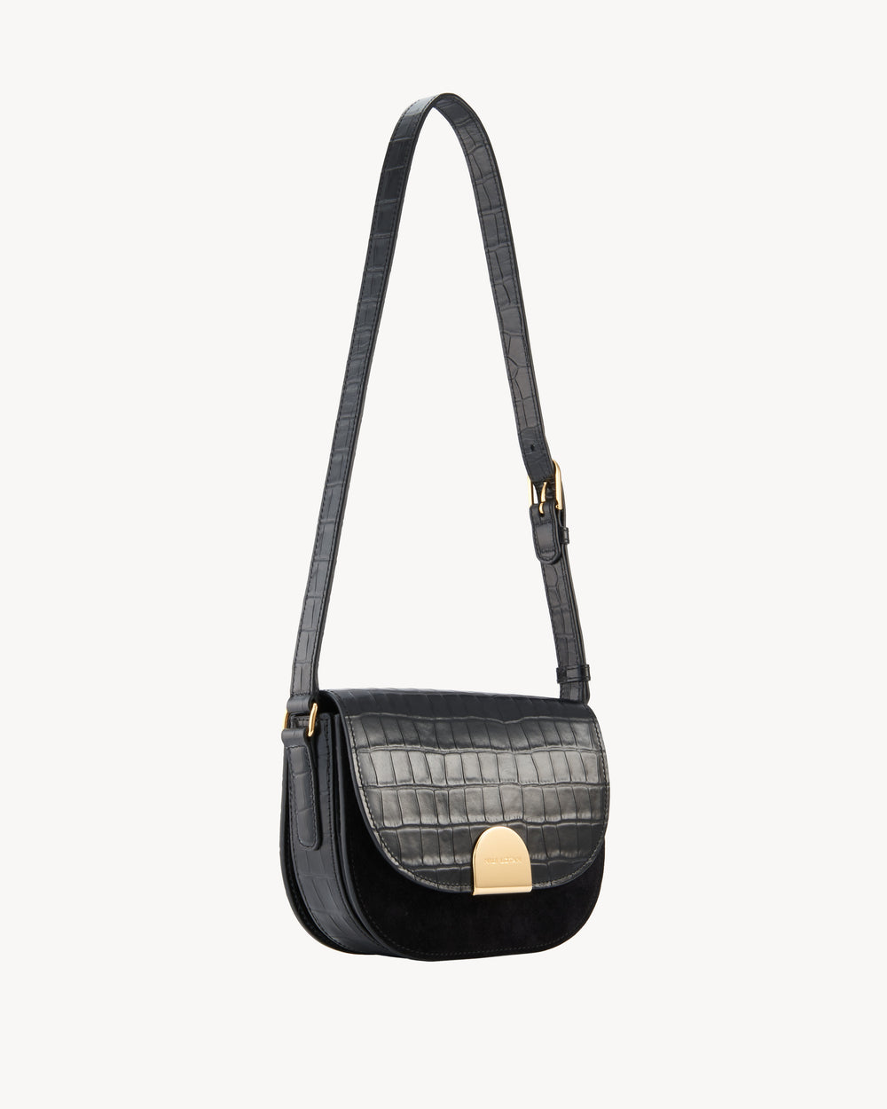 LE ELLIE SADDLE BAG IN BLACK AND GOLD