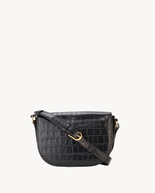 LE ELLIE SADDLE BAG IN BLACK AND GOLD