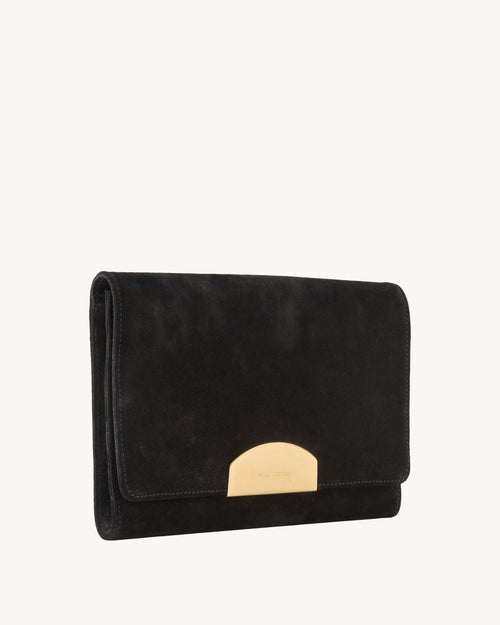 LE AGNES CLUTCH IN BLACK AND GOLD