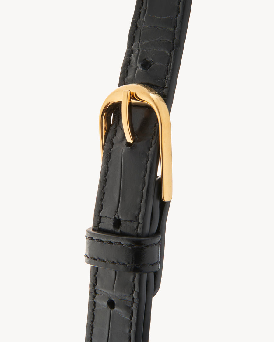 Croc-Embossed Neoprene Saddle Shoulder/Crossbody Bag
