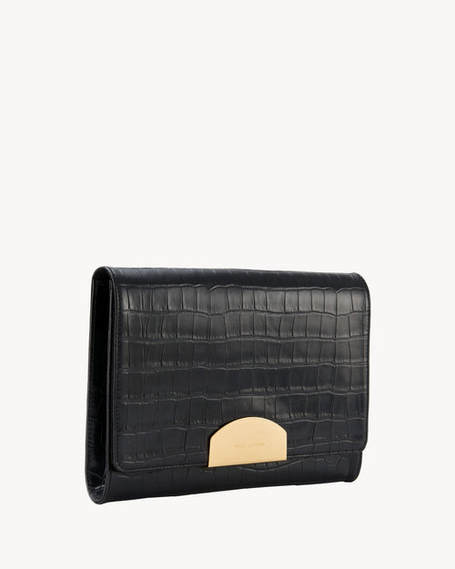 LE AGNES CLUTCH IN BLACK AND GOLD